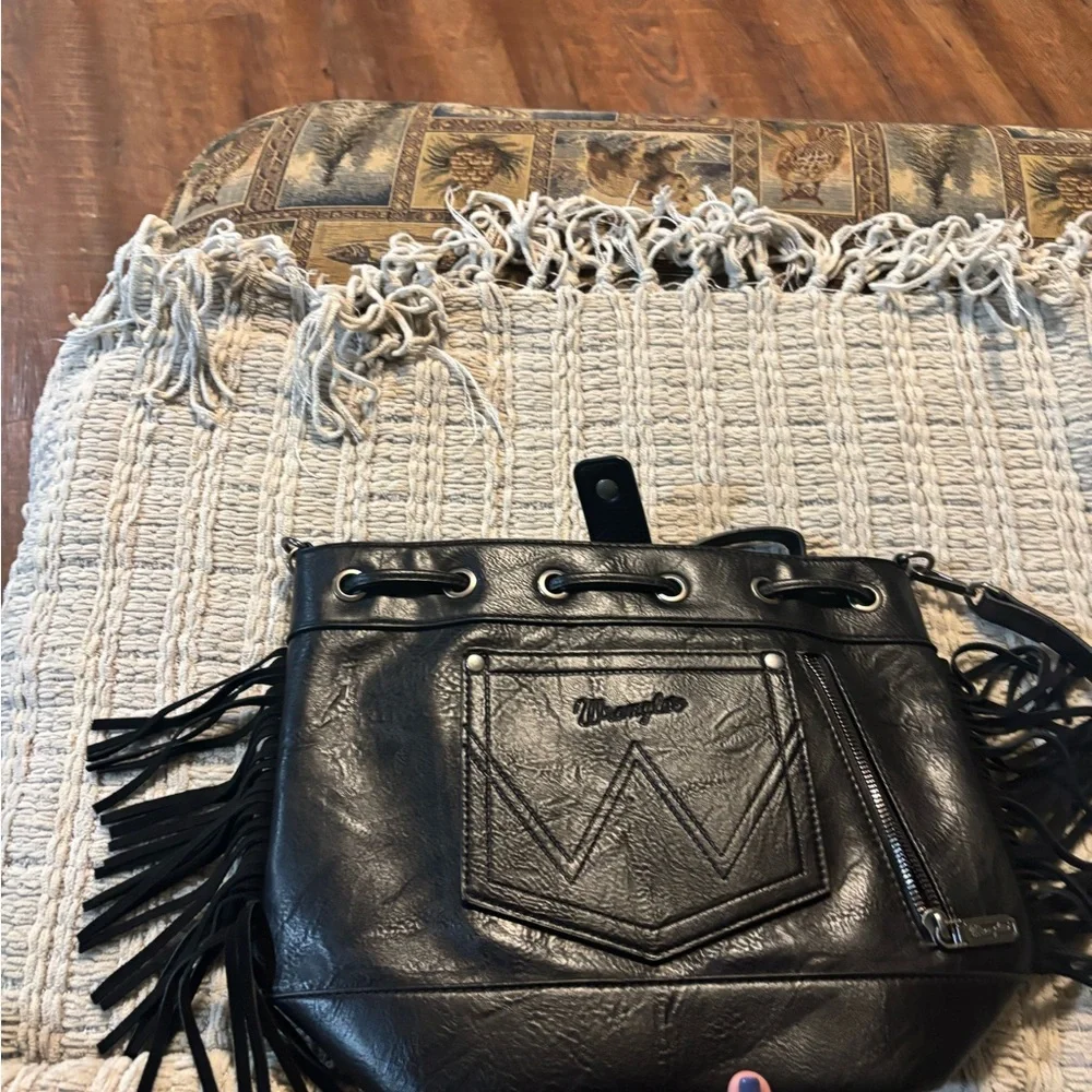Wrangler Black and Brown Patterned Fringe Bag - Picture 2 of 9
